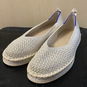 Rothy’s The Espadrille Diamond Metallic Size 6.5 Flat Gladiator